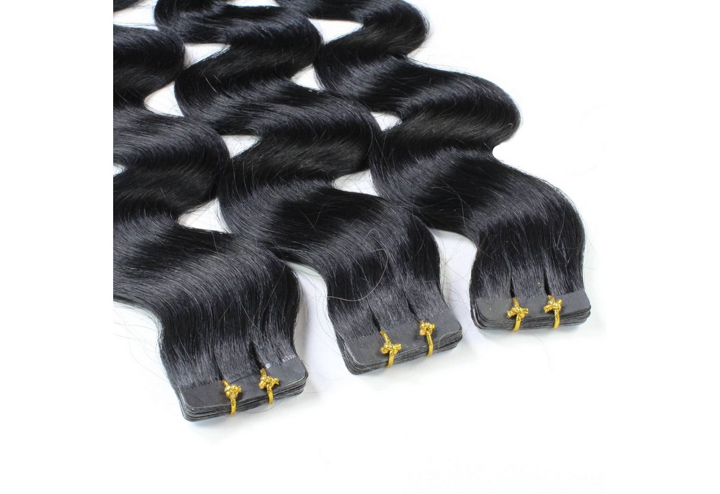 hair2heart Echthaar-Extension Tape Extensions gewellt #4/0 Dunkelbraun 40cm von hair2heart