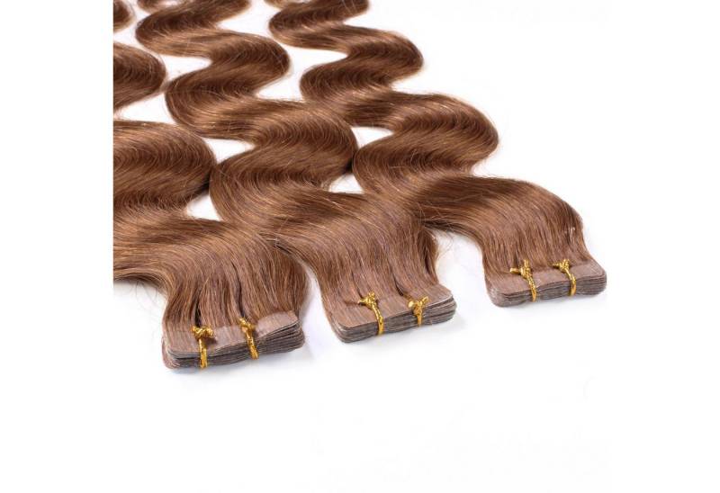 hair2heart Echthaar-Extension Tape Extensions gewellt #8/03 Hellblond Natur-Gold 40cm von hair2heart
