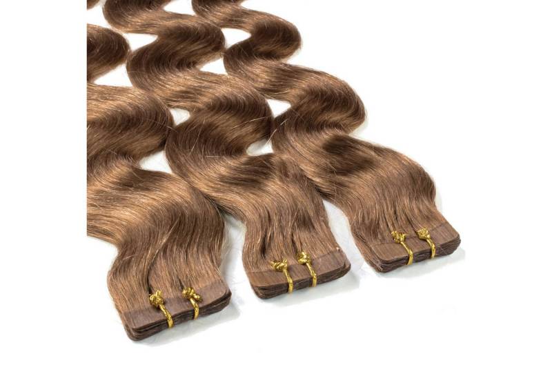 hair2heart Echthaar-Extension Tape Extensions gewellt #8/1 Hellblond Asch 40cm von hair2heart
