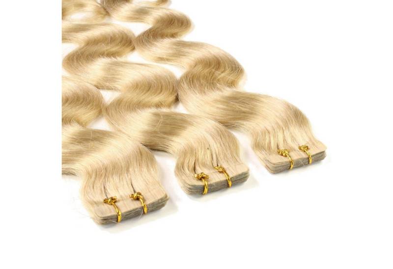 hair2heart Echthaar-Extension Tape Extensions gewellt #9/0 Lichtblond 40cm von hair2heart