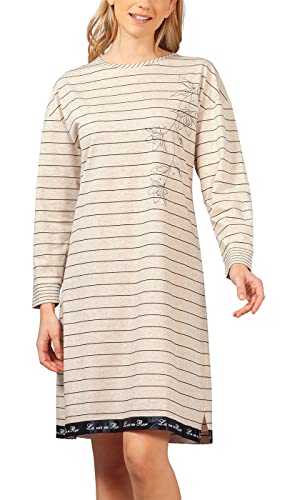 Hajo - Damen Sleepshirt (Nachthemd) Langarm Natur Melange Klima-Komfort* 36/38 von hajo