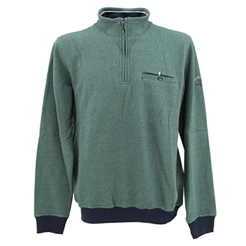 hajo, , Herren Troyer Pullover Sweater Microfaser Green Meliert M von hajo