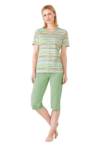 hajo Damen Capri-Schlafanzug, Klima-Komfort Multicolor 40/42 von hajo