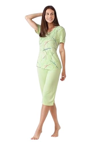 hajo Damen Capri-Schlafanzug, Klima-Soft zitronengras 36/38 von hajo