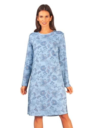 hajo - Damen Nachthemd 105cm, Premium Cotton - Feininterlock, hellblau, 44/46 von hajo