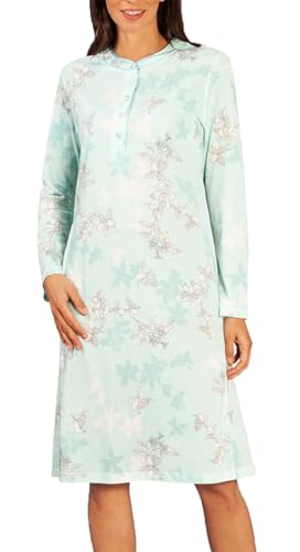 hajo - Damen Nachthemd Langarm (Sleepshirt) Mint Premium Cotton-Modal* 44/46 von hajo