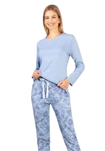 hajo - Damen Schlafanzug - Premium Cotton Feininterlock, hellblau, 36/38 von hajo