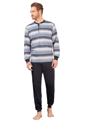Hajo Herren Schlafanzug Art.Nr. 53630 Klima-Komfort Regular Fit (DE/NL/SE/PL, Numerisch, 50, Regular, Regular, Jeans) von hajo