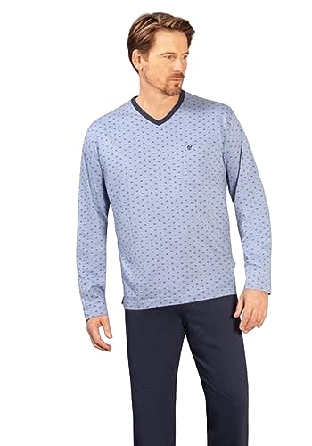 hajo Herren Schlafanzug - Premium Cotton, Rauchblau, 50 von hajo