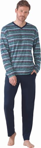hajo Herren Schlafanzug mit Bündchen, Premium Cotten, Marine, 56 von hajo