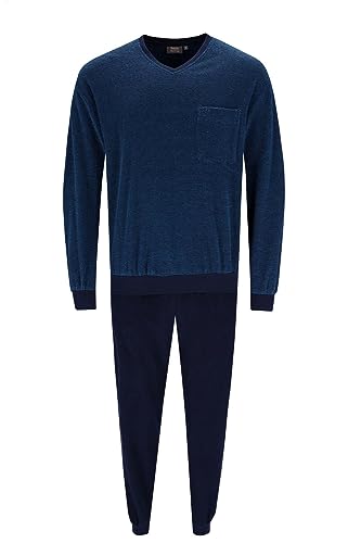 hajo - Herren Schlafanzug mit Bündchen - Frotte, Marine, 50 von hajo