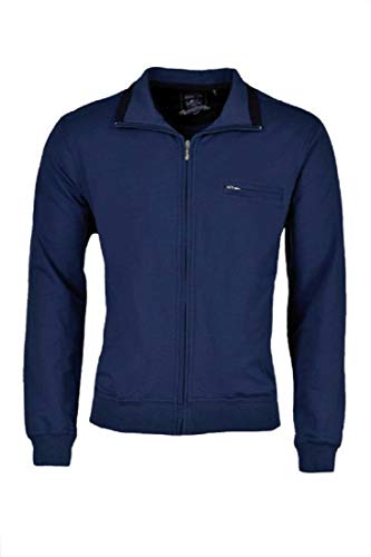 hajo Herren Sweatjacke mit Reißverschluß und Stehkragen, Farbe:Marine, Größe:52 von hajo