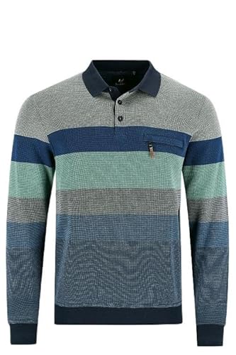 hajo Herren Sweatshirt Langarm Sweat Bündchen 27473 609 blau gestreift, Größe:54 XL von Hajo