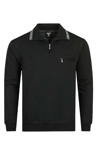 hajo Herren Sweatshirt Pullover Troyer 20023/7 Stay Fresh-Premiumqualität mit Elasthan Regular Fit (DE/NL/SE/PL, Alphanumerisch, 4XL, Regular, Regular, Schwarz) von hajo