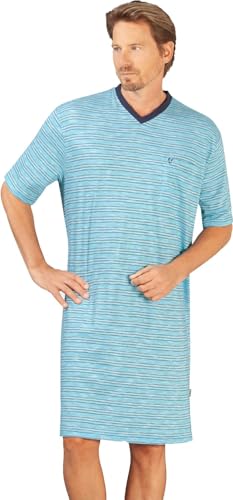 hajo Nachthemd Kurzarm 1/2 Arm 53617 620 Premium Cotton Azur gestreift, Herren-Größe:52 von hajo