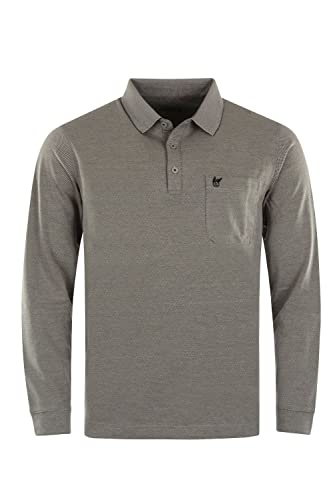 hajo Poloshirt Langarm Sweat Stay Fresh Art. 20091 strukturiert, Farbe wählbar, Farbe:Silber Melange, Herren-Größe:60 von hajo