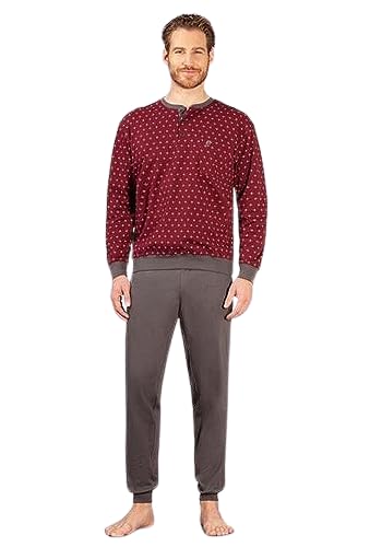 hajo Pyjama Schlafanzug Premium Cotton Bordeaux Gemustert 53670 303, Herren-Größe:50 von hajo