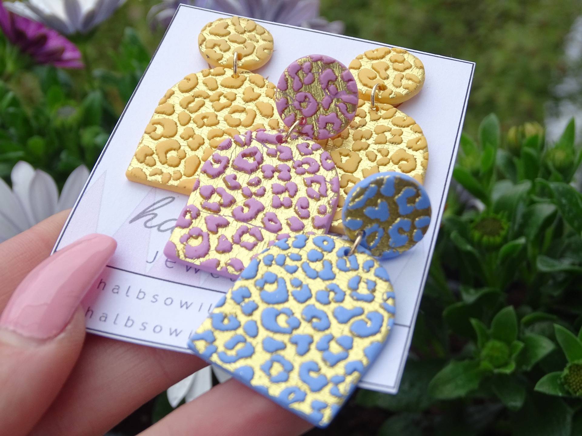 Ohrringe Leoparden Muster, Animal Print Earrings, Hängende Ohrringe, Blaue Leo Blau Gold, Geschenk Für Mama von halbsowild