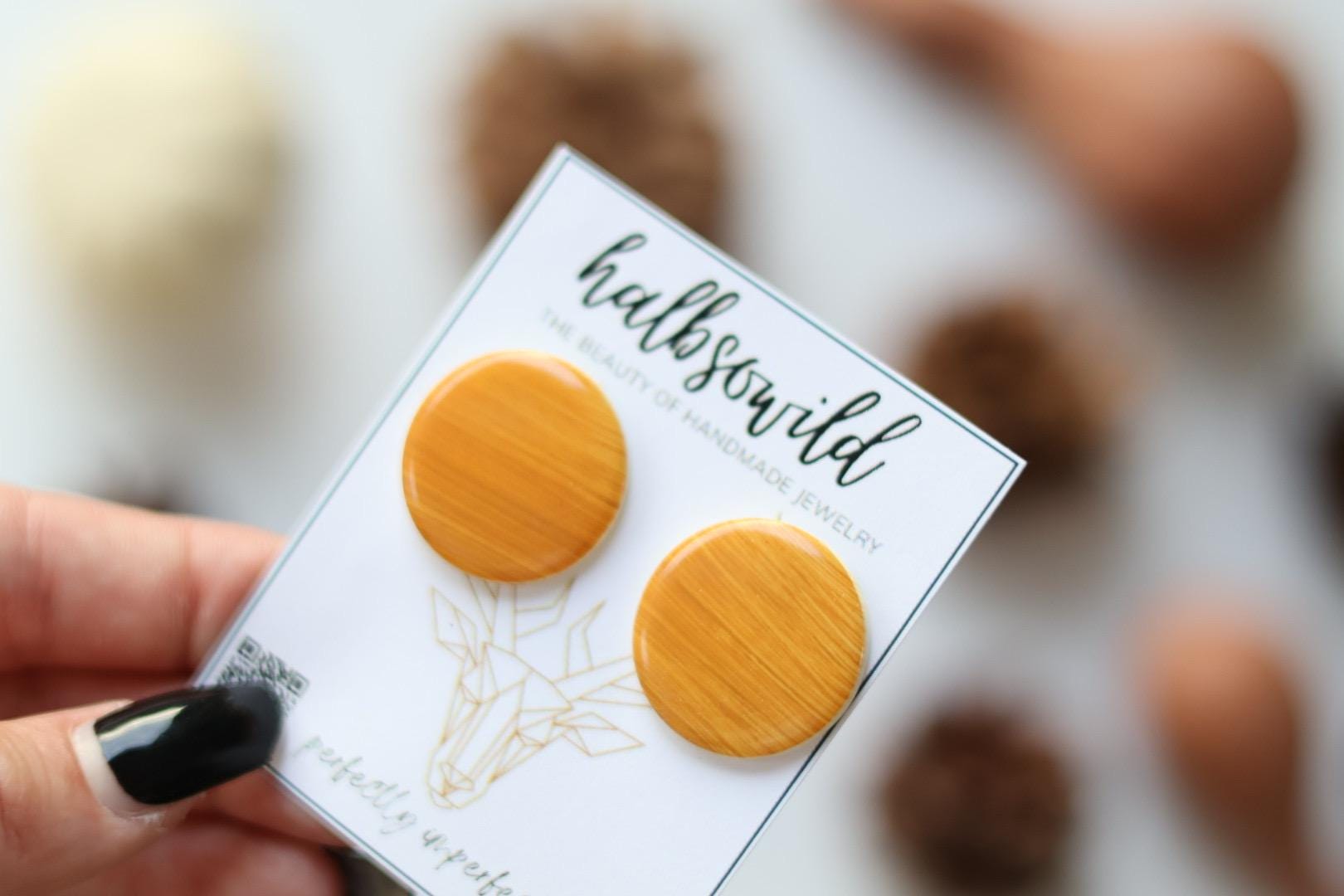 Ohrringe Orange, Polymer Clay Ohrringe, Orange Ohrstecker, Ohrstecker Mit Muster, Geschenk Für Freundin, Nickelfreie Studs von halbsowild