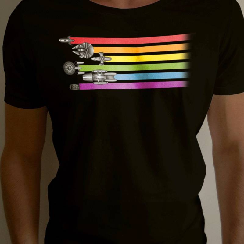 Lgbt Rainbow Gay Pride Sci-Fi Mashup Nerd T-Shirt von halfabubble