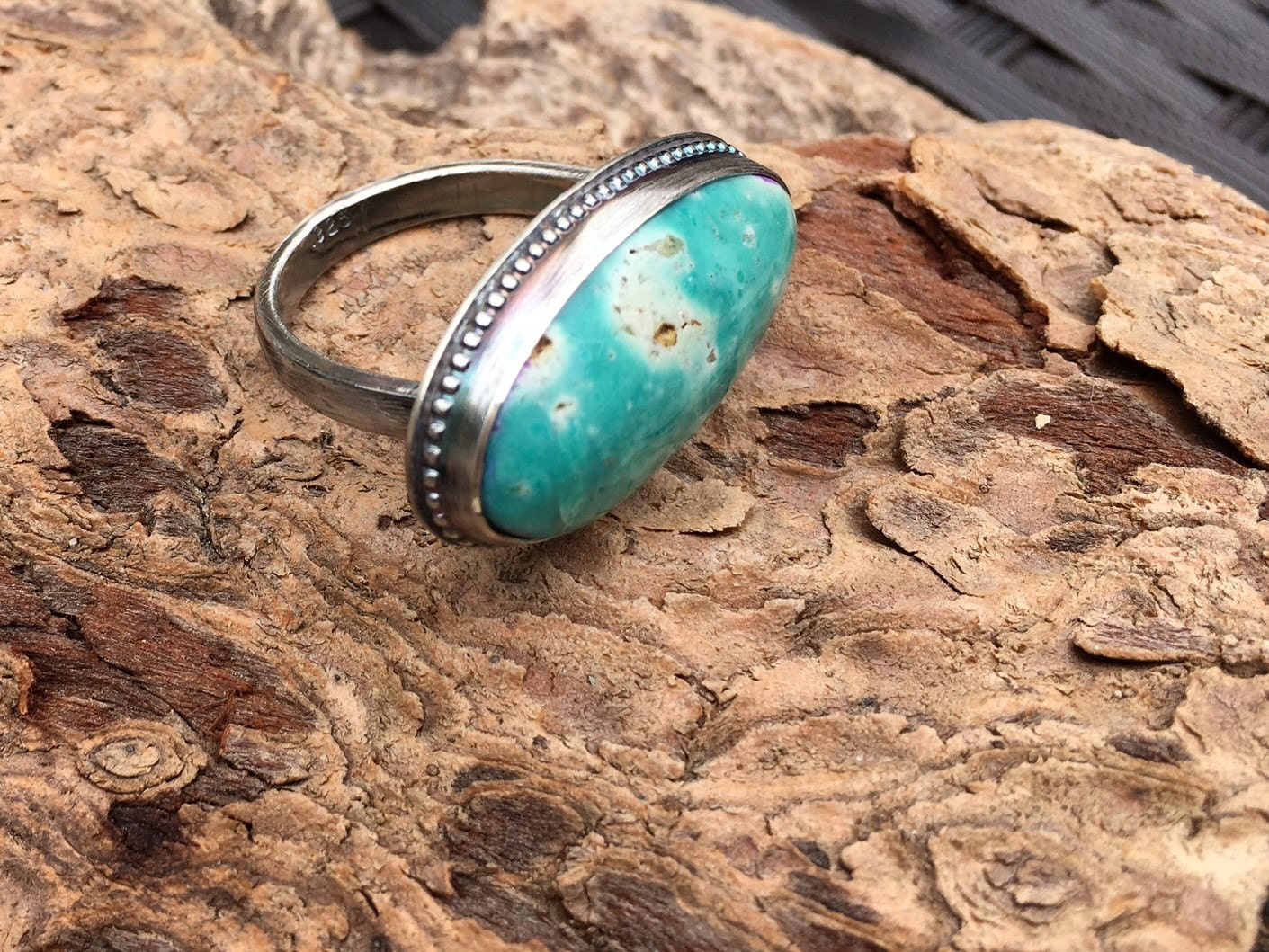 Wolke Mesa Türkis Aussage Ring Sterlingsilber Wolke Mesa Türkis Aussage Ring Sterlingsilber von halsavercreations