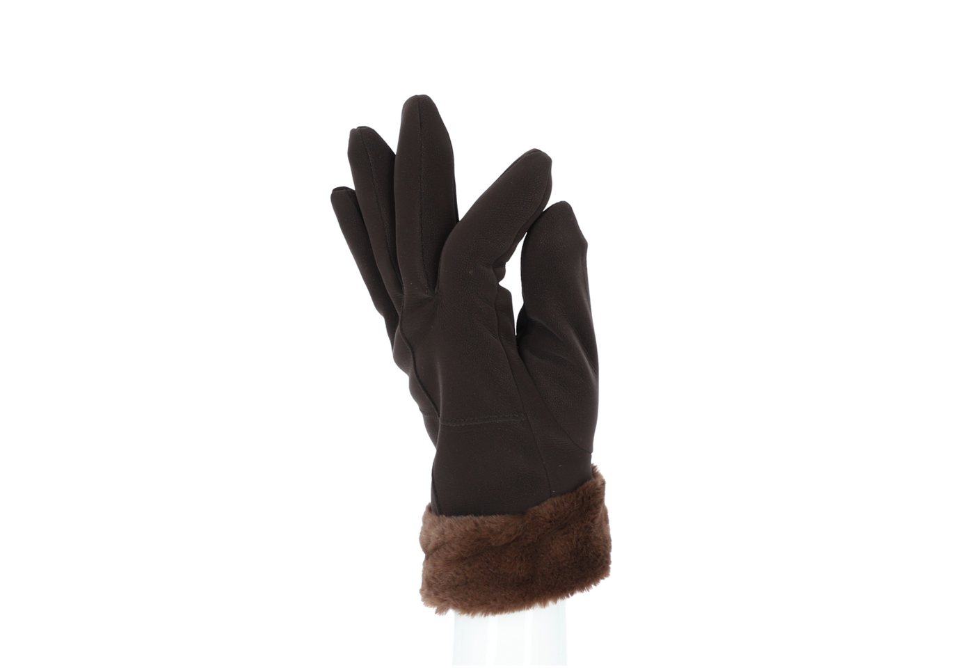halsüberkopf Accessoires Lederhandschuhe Handschuhe aus Kunstleder mit Webpelzrand von halsüberkopf Accessoires