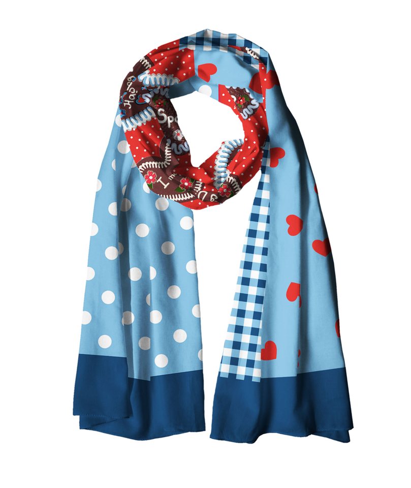 halsüberkopf Accessoires Modeschal Oktoberfest Herzilein, mit Lebkuchenherz-Motiven von halsüberkopf Accessoires