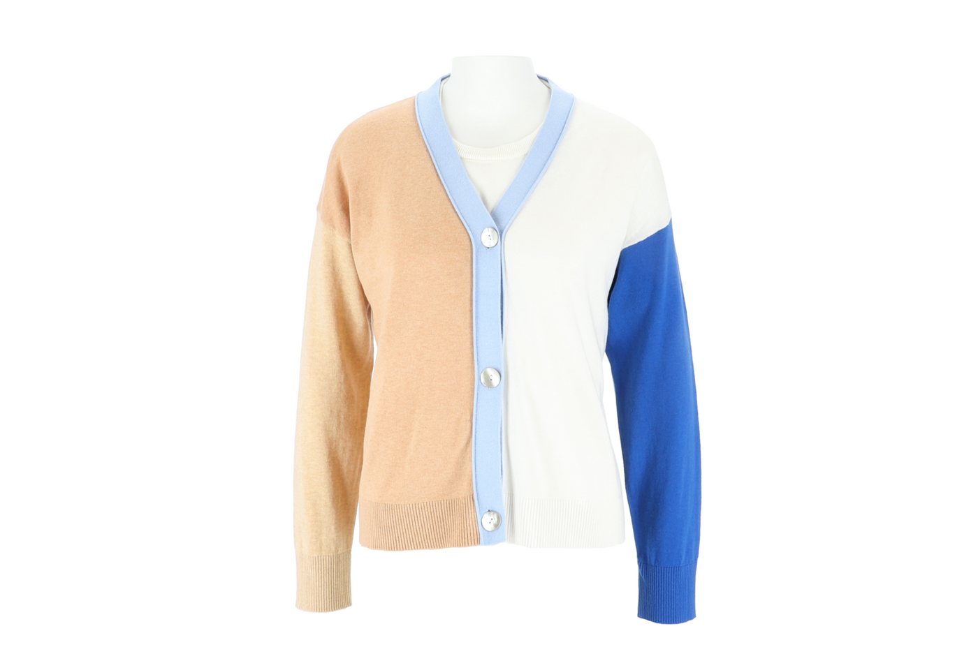 halsüberkopf Accessoires Strickjacke Color-Block aus hochwertigem Baumwoll-/Kaschmirmix von halsüberkopf Accessoires