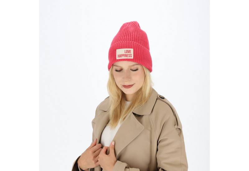 halsüberkopf Accessoires Strickmütze Achtsamkeit mit Statement-Badge von halsüberkopf Accessoires