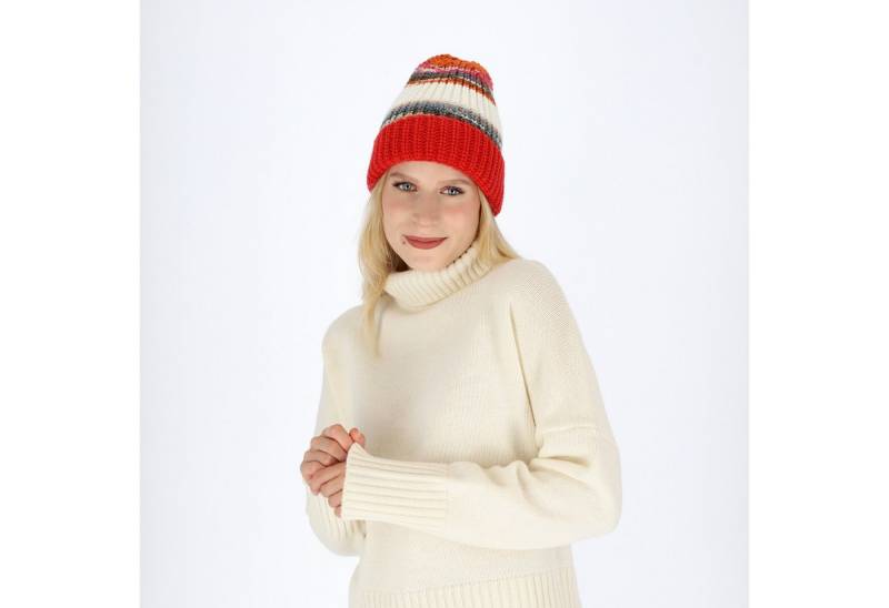 halsüberkopf Accessoires Strickmütze gestreift mit unifarbenen Umschlag Made in Germany! von halsüberkopf Accessoires