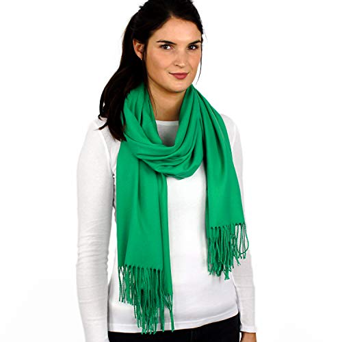 halsüberkopf Pashmina Schal für Damen in vielen modischen Farben bestehend aus 100% Viskose (Grün) von halsüberkopf