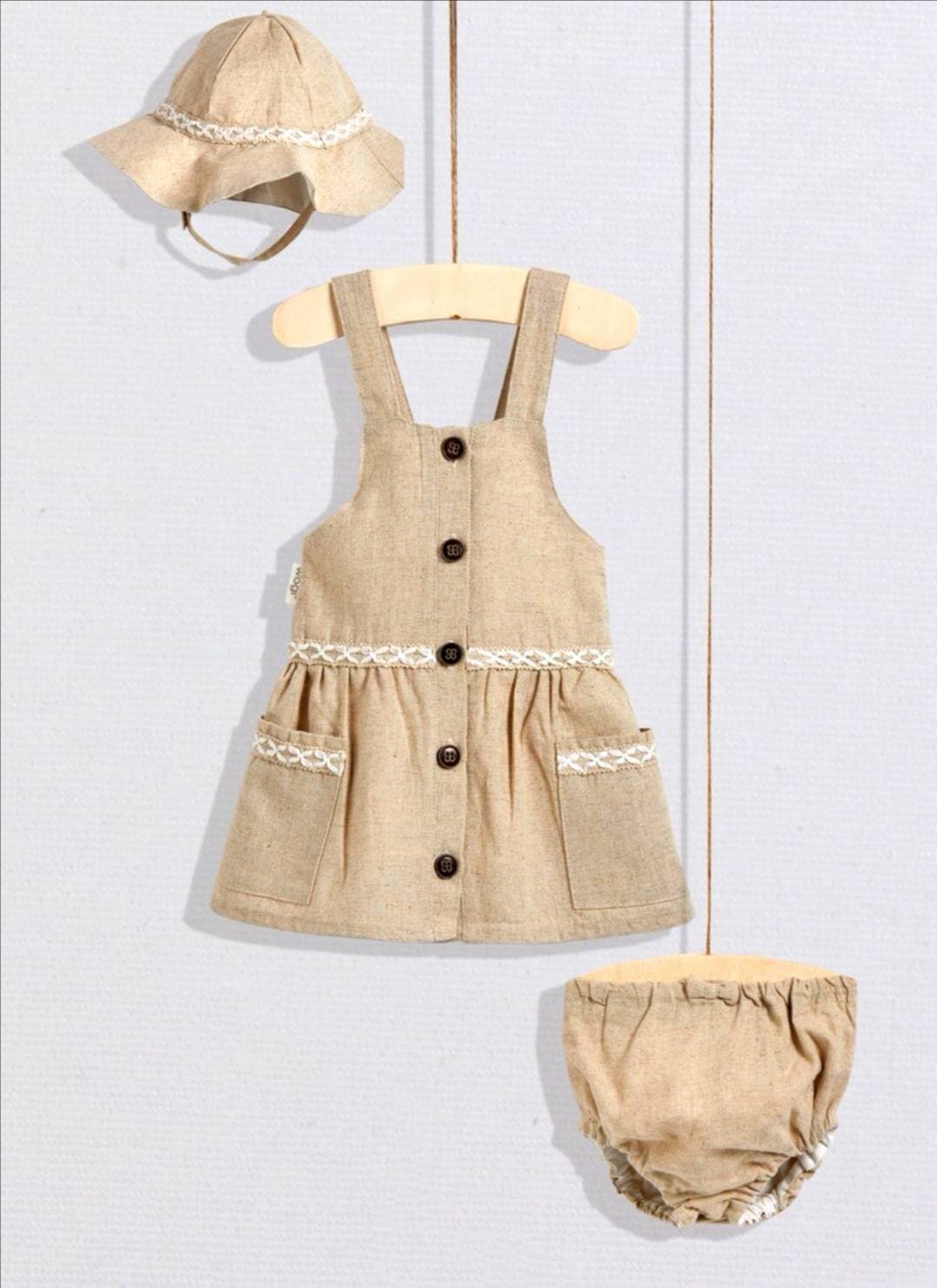 Baby Mädchen Leinen Casual Outfits Set, Kleid Mit Sonnenhut, Kinder Kleid, Kleinkind Outfits, Sommer Säugling von hamaratkontes
