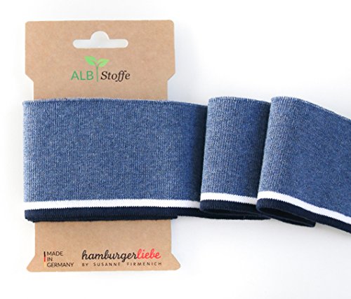 1,1 m Baumwolle Lycra Strick Bündchen jeansblau kbA GOTS Cuff Me Hamburger Liebe von hamburger liebe