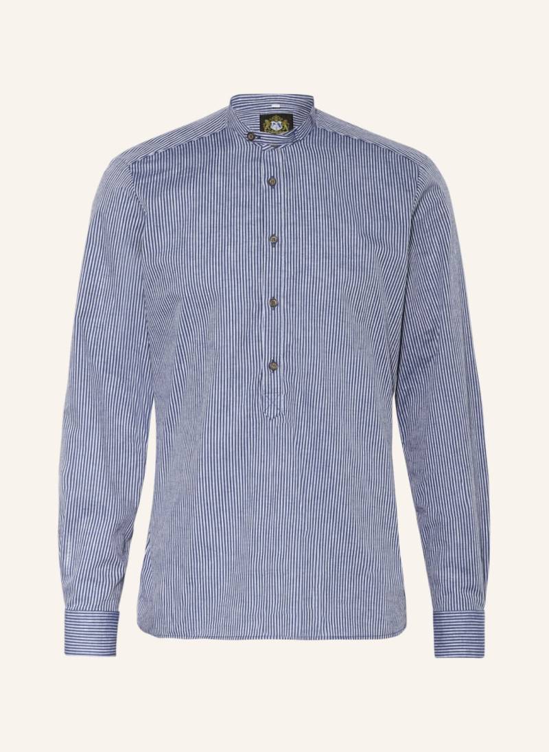 Hammerschmid Trachtenhemd Slim Fit Mit Leinen Und Stehkragen blau von hammerschmid