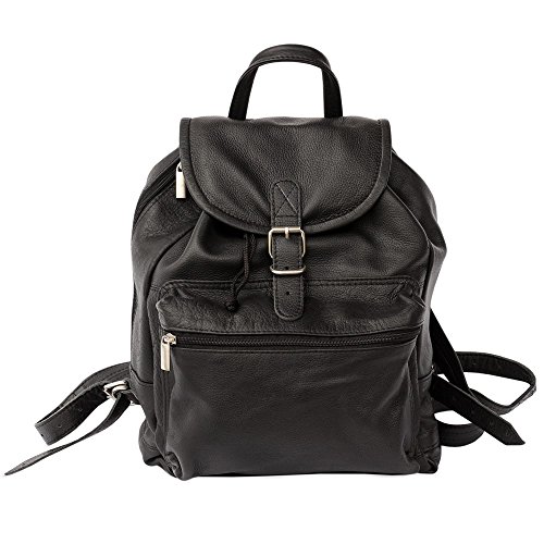 Mittel-Großer Lederrucksack/Cityrucksack Größe M aus Nappa-Leder, für Damen und Herren, Schwarz, Hamosons 512 von Hamosons