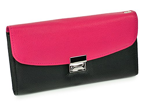 hamosons Zweifarbige Kellnerbörse Kellnergeldbeutel aus Leder für Profis, Schwarz Pink, 1014 von hamosons