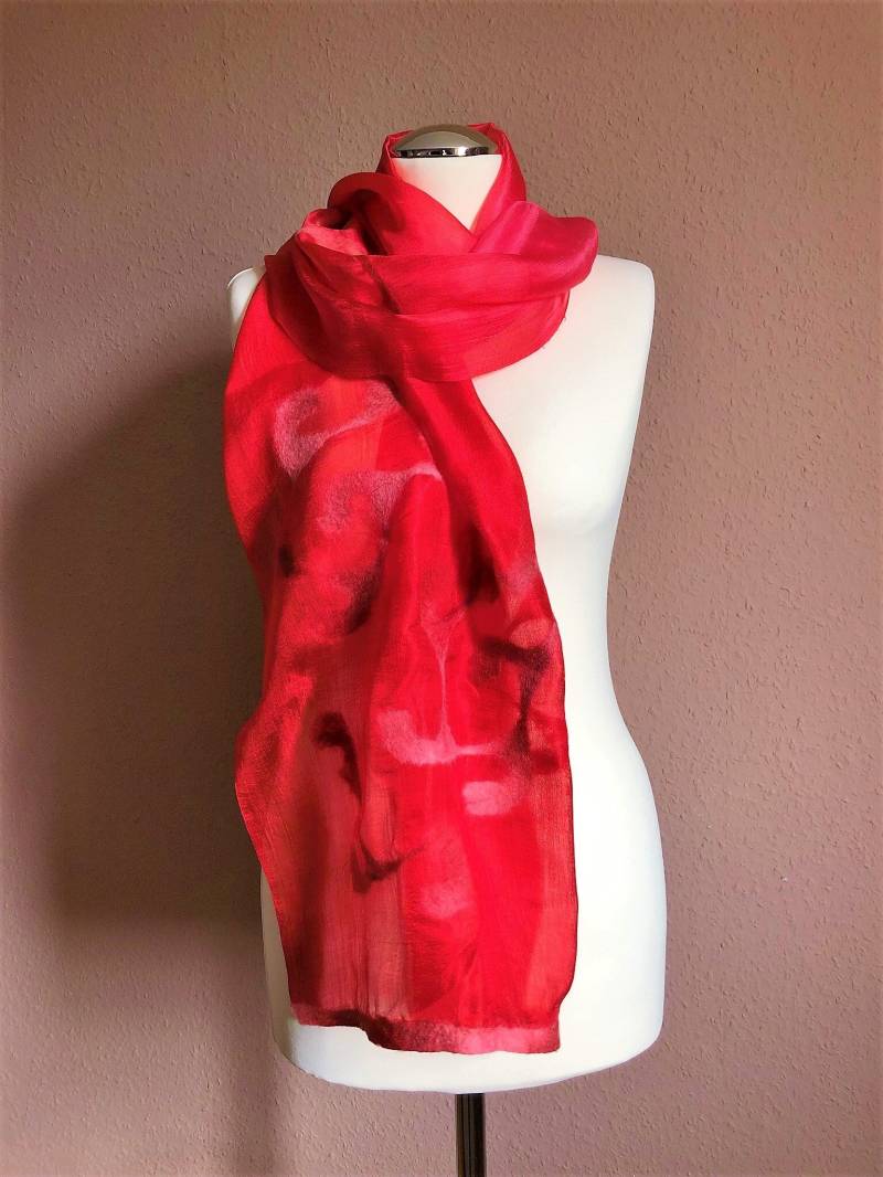 Seidenschal "Abendrot" Aus Seide Mit Muster Wolle von handfilz