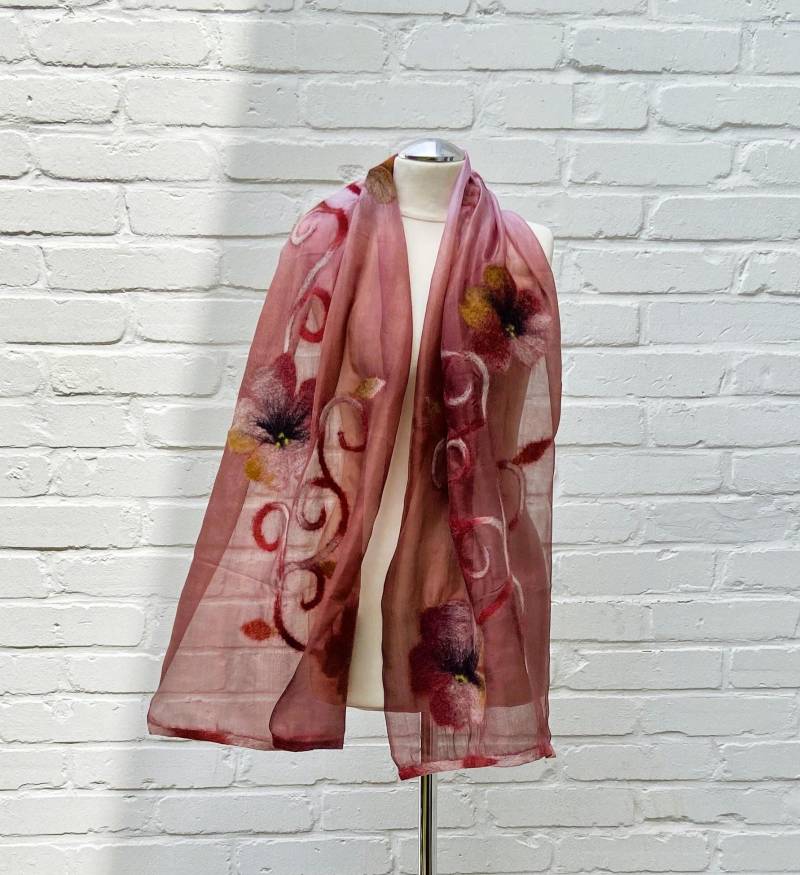 Seidenschal "Teeblume" Aus Seide Mit Muster Wolle von handfilz