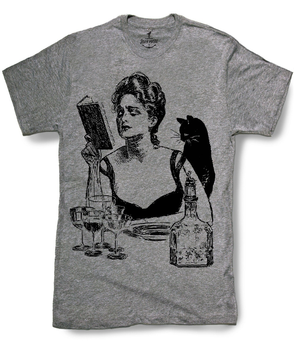 Absinthe Cat Herren T-Shirt 8 Farbvarianten Größen Sm Med Lg Xl Xxl Skip N Whistle von handjobdesign