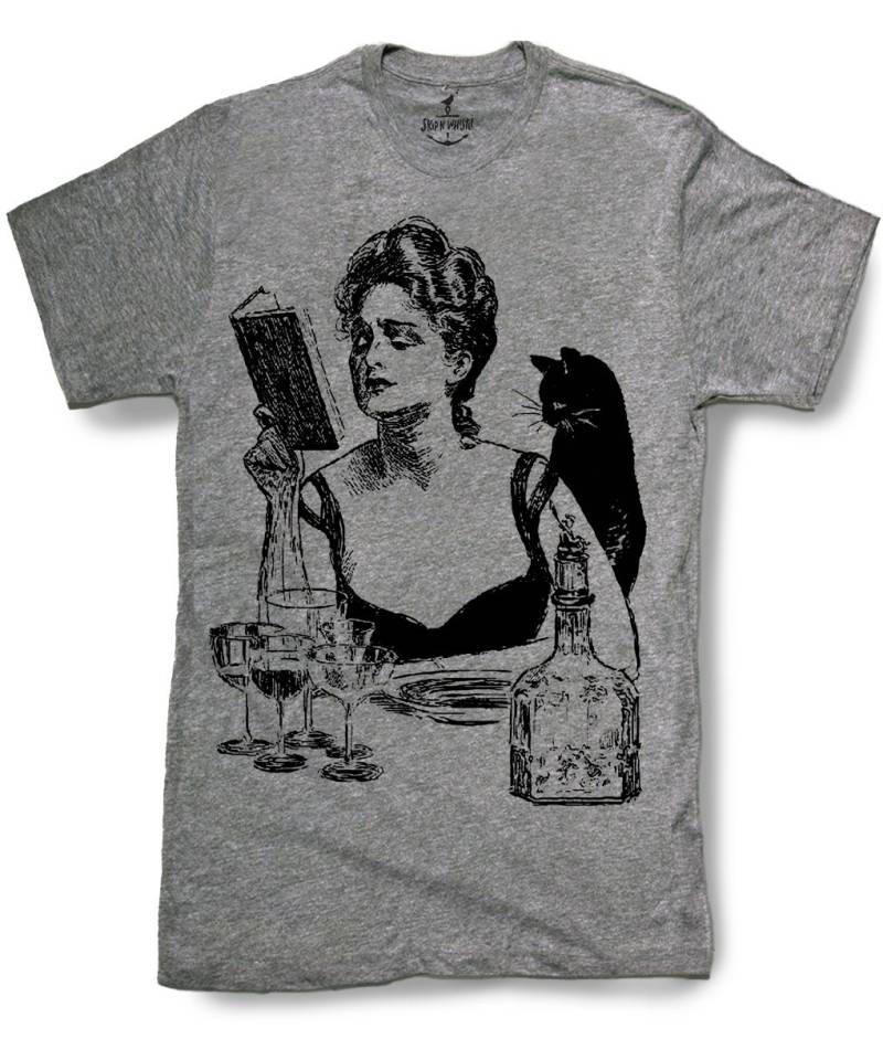 Absinthe Cat Herren T-Shirt 8 Farbvarianten Größen Sm Med Lg Xl Xxl Skip N Whistle von handjobdesign