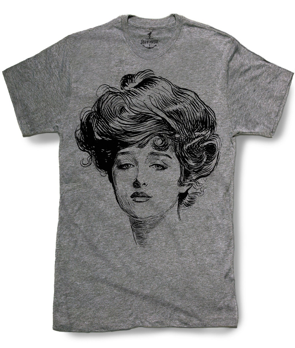 Art Deco Frisur Herren T-Shirt 8 Farbvarianten Größen Sm Med Lg Xl Xxl Skip N Whistle von handjobdesign