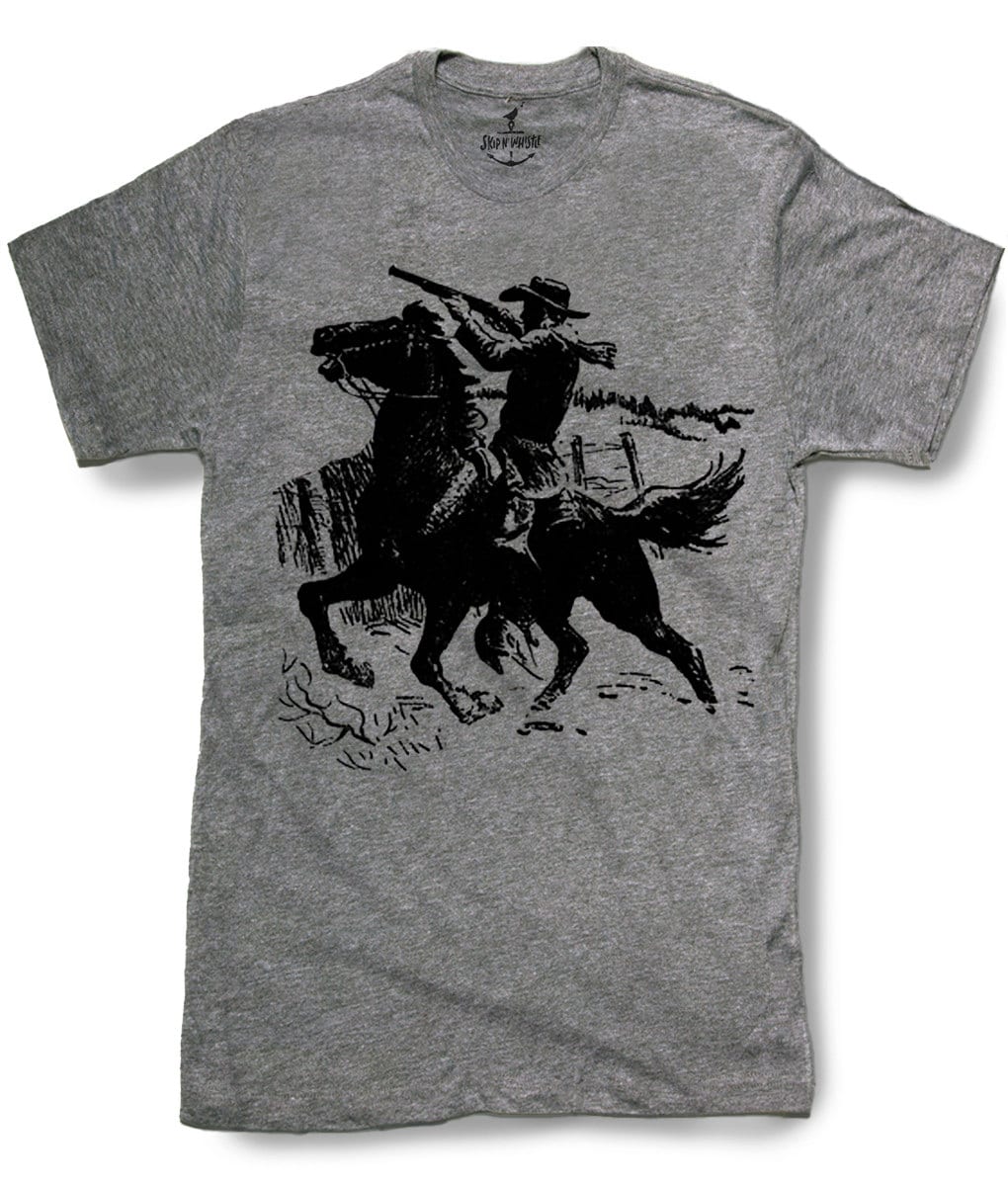 Cowboy Auf Pferd Herren T-Shirt 8 Farbvarianten Größen Sm Med Lg Xl Xxl Skip N Whistle von handjobdesign
