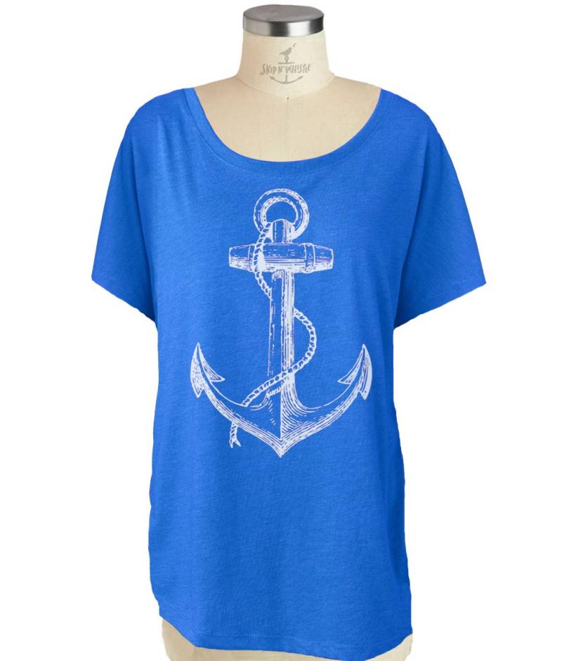 Damen Anker T Shirt - Dolman Ärmel Slouchy Off The Shoulder Shirt | Viele Farbauswahl Sm, Med, Lg, Xl, Xxl von handjobdesign