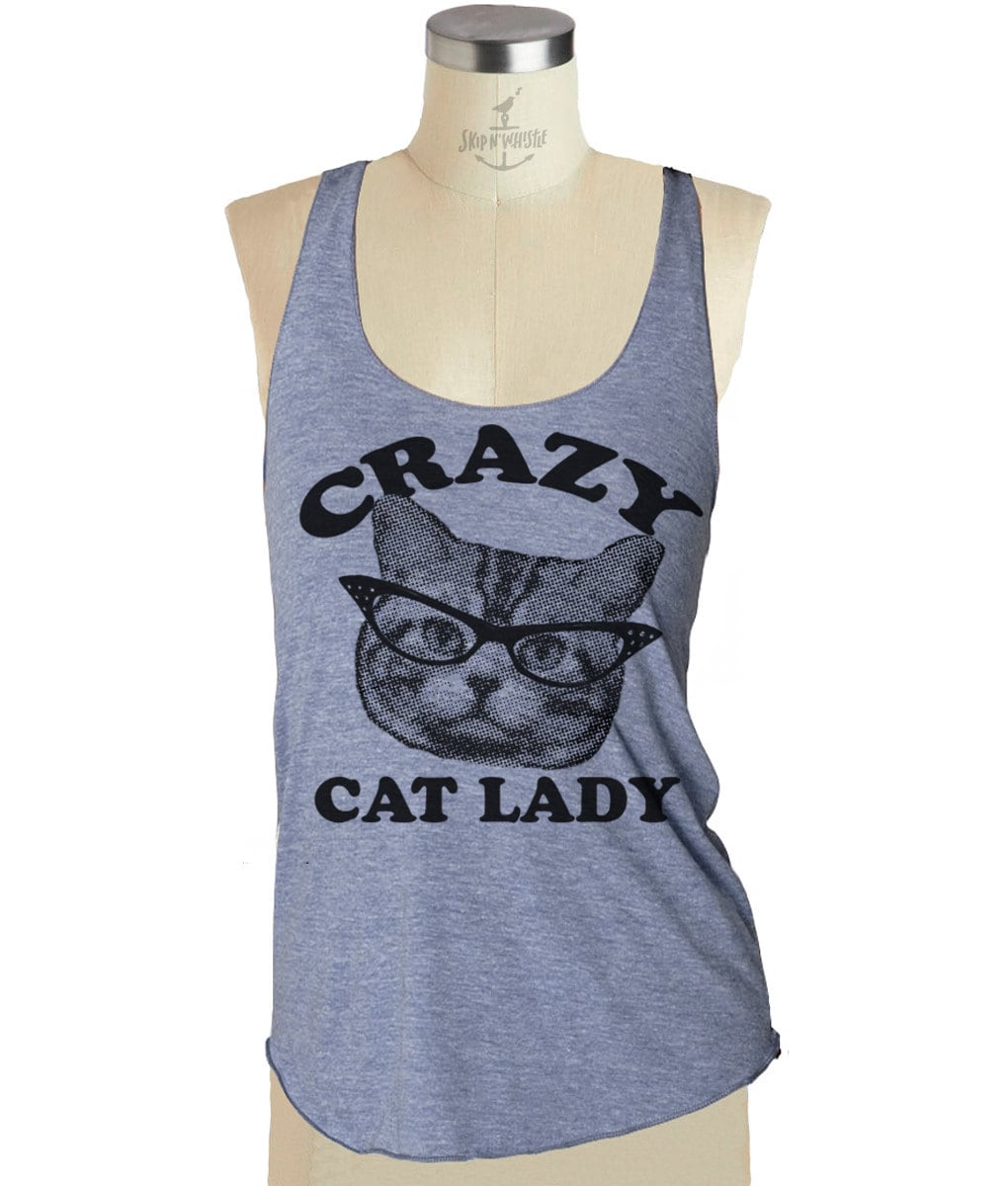 Damen Crazy Cat Lady Tank Top - American Apparel Tri-Blend S M Lg | 8 Farboptionen von handjobdesign