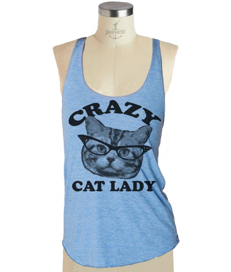 Damen Crazy Cat Lady Tank Top - American Printed Apparel Tri-Blend S M Lg | 6 Farboptionen von handjobdesign