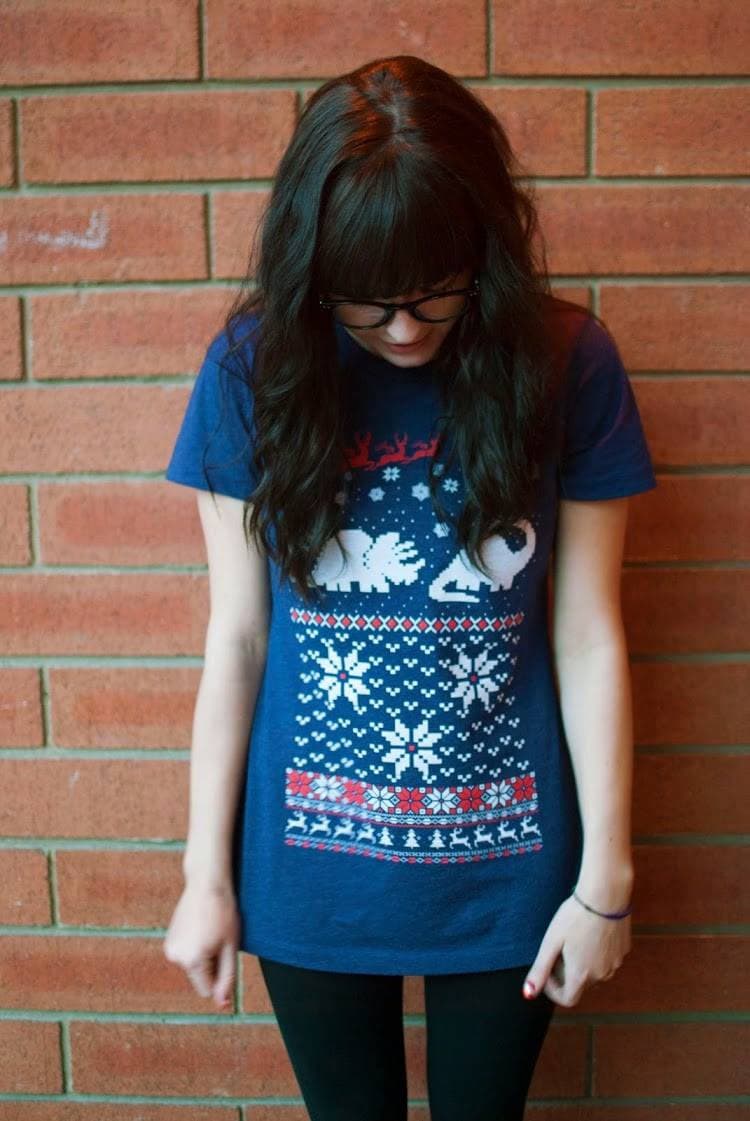 Damen Santa Dinosaurier Weihnachtspullover Shirt S M L Xl von handjobdesign