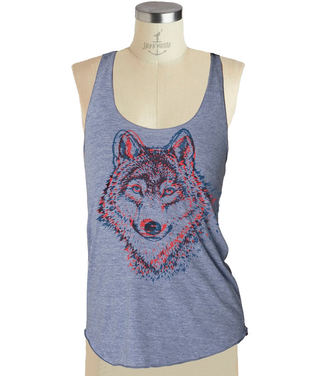 Damen Wolf Shirt Tank Top - Tri-Blend Racerback Frau S M L Xl | 8 Farboptionen von handjobdesign