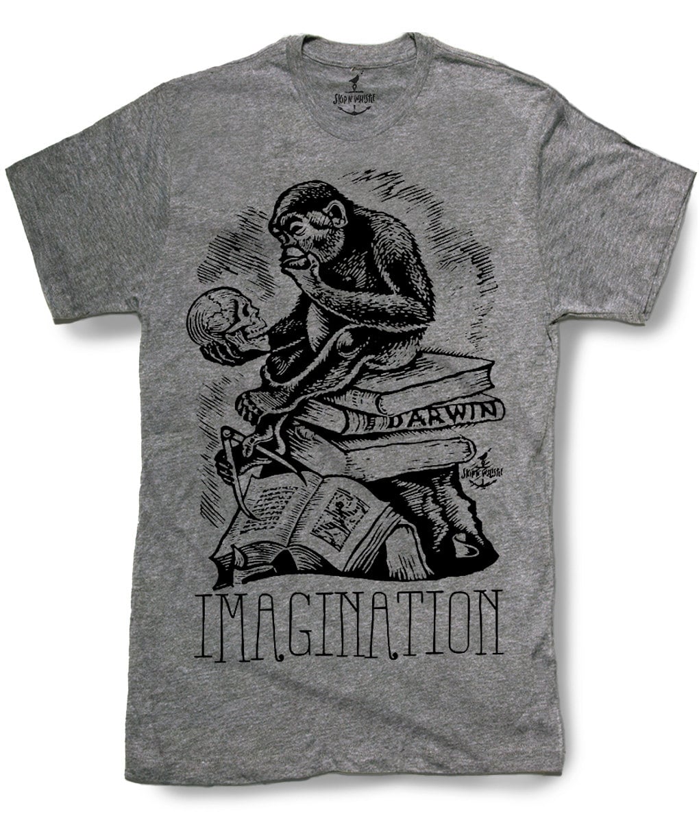 Darwin Monkey Ape Herren T-Shirt Evolution Of Man Imagination Science Denkärzte Medizin Thema Biologie - Größen Sm Med Lg Xl Xxl von handjobdesign