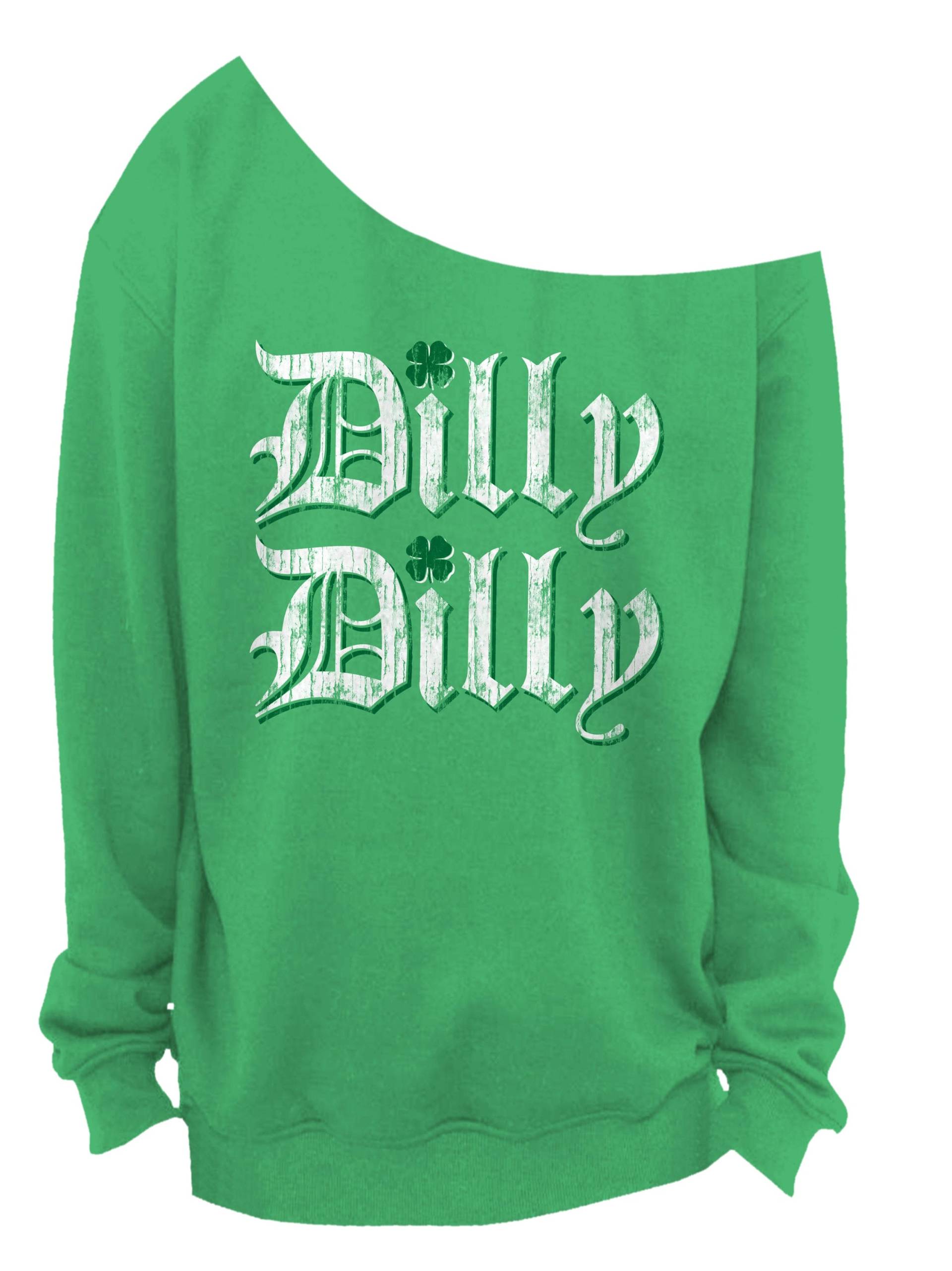 Dilly Damen St Patricks Day Slouchy Sweater - Off The Shoulder Sweatshirt Größen Xs Xxxl von handjobdesign