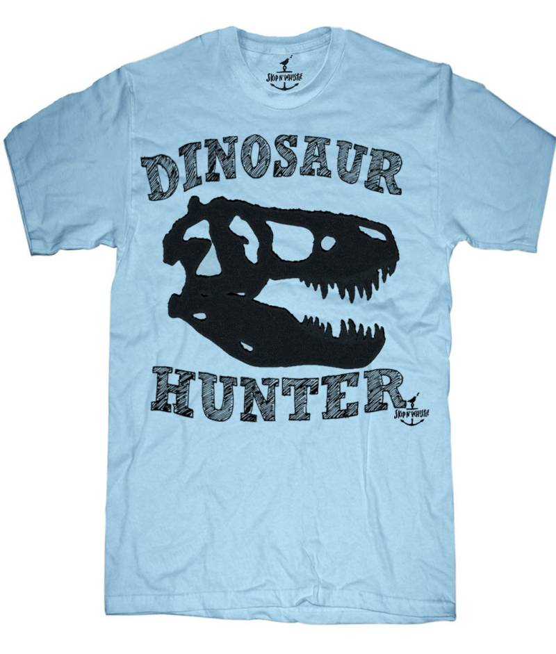 Dinosaur Hunter Herren T-Shirt 8 Farbvarianten Größen Sm Med Lg Xl Xxl Skip N Whistle von handjobdesign